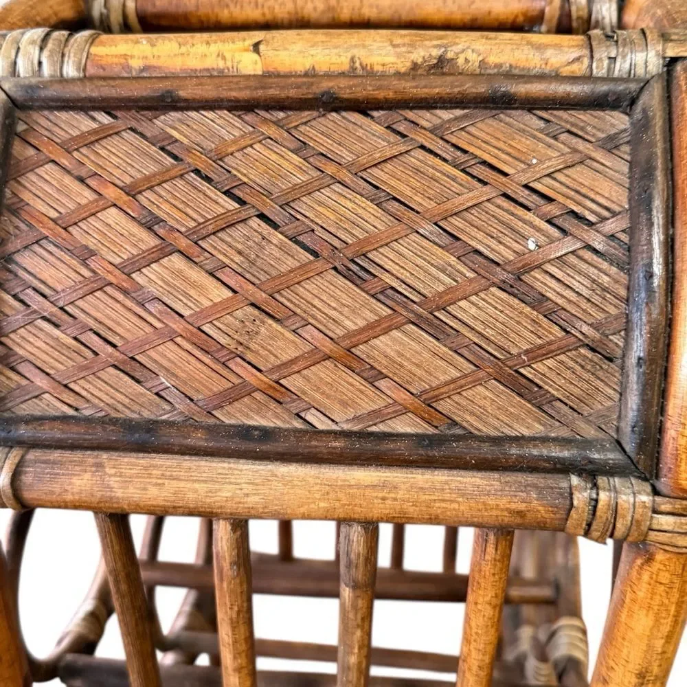 Vintage 70’s Bamboo and Rattan 6 bottle Freestanding Wine Rack